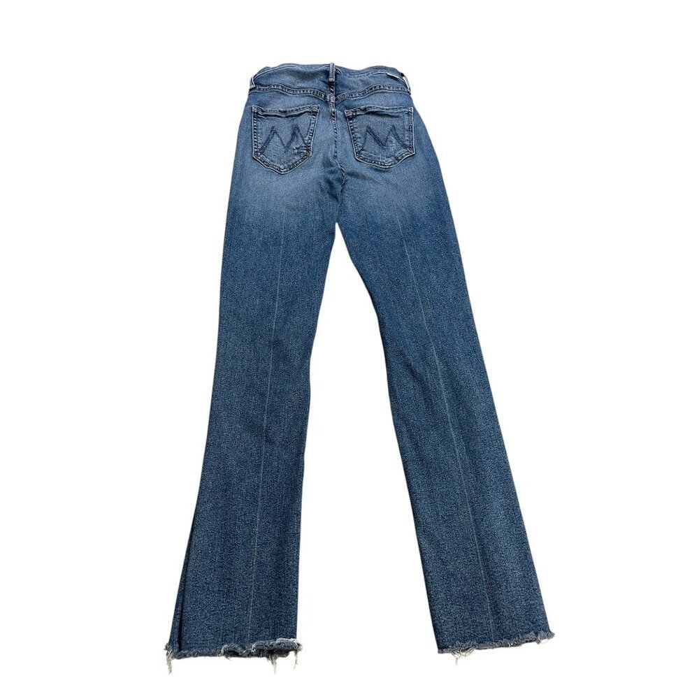 Mother Distressed Medium Wash Straight Leg Raw Hem High Rise Jeans size 24